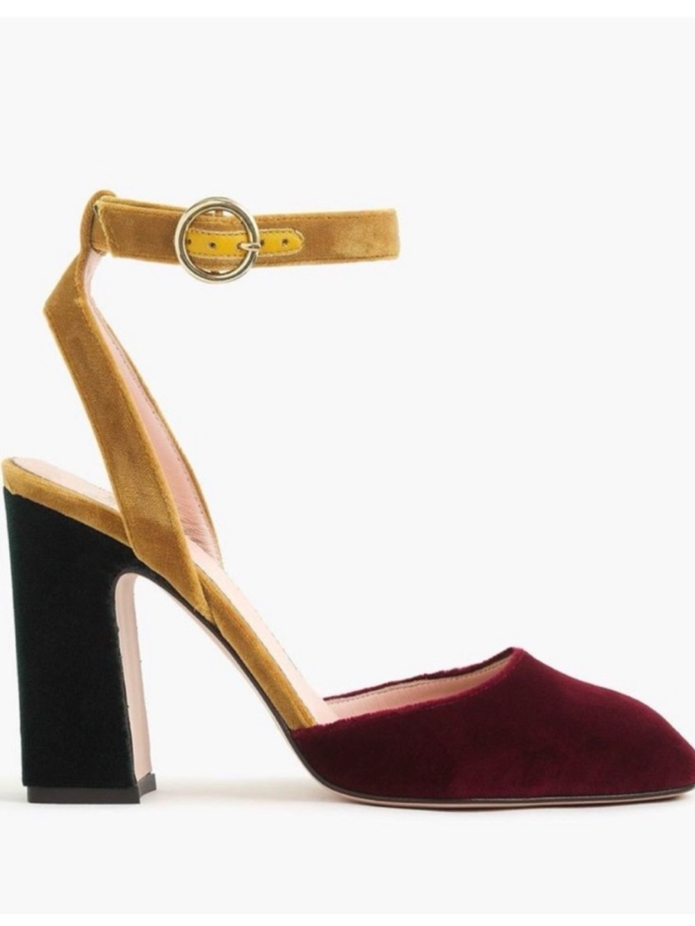 J Crew Harlow Multi Velvet Pumps - Burgundy Dark Green and Mustard 11 - Picture 2 of 6